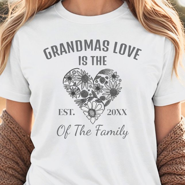 White & Grey Floral Heart Promoted To Grandma T-Shirt (Creator Uploaded)