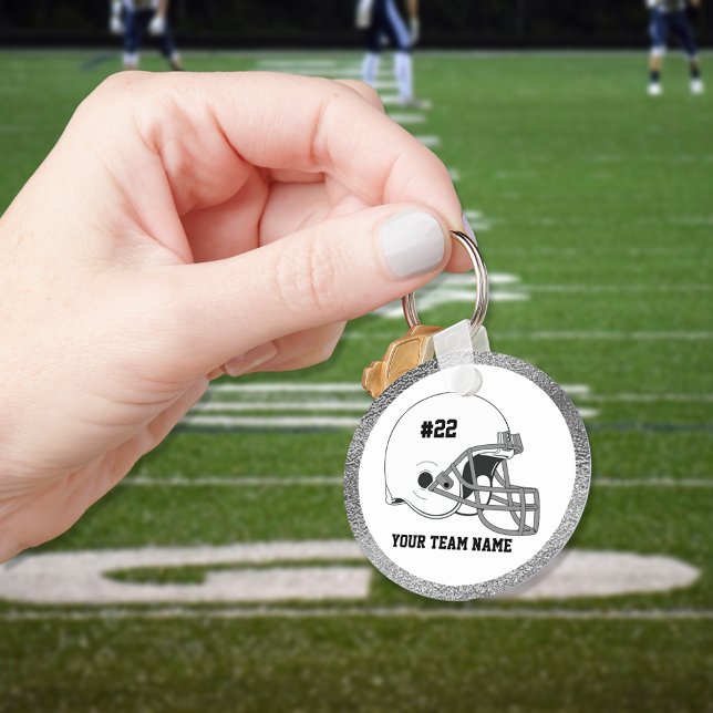 White Grey Football Helmet Silver Border Key Ring (Creator Uploaded)
