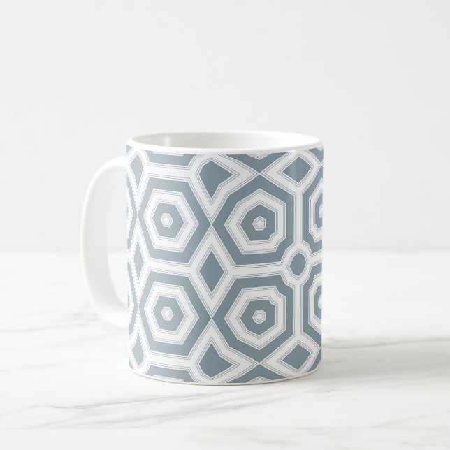 white grey geometric pattern art deco  coffee mug (Front Left)