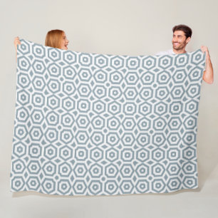 white grey geometric pattern art deco fleece blanket