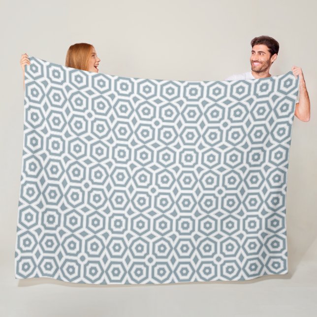 white grey geometric pattern art deco  fleece blanket (In Situ)