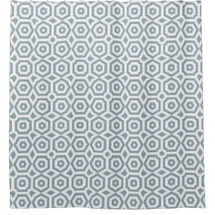 white grey geometric pattern art deco shower curtain