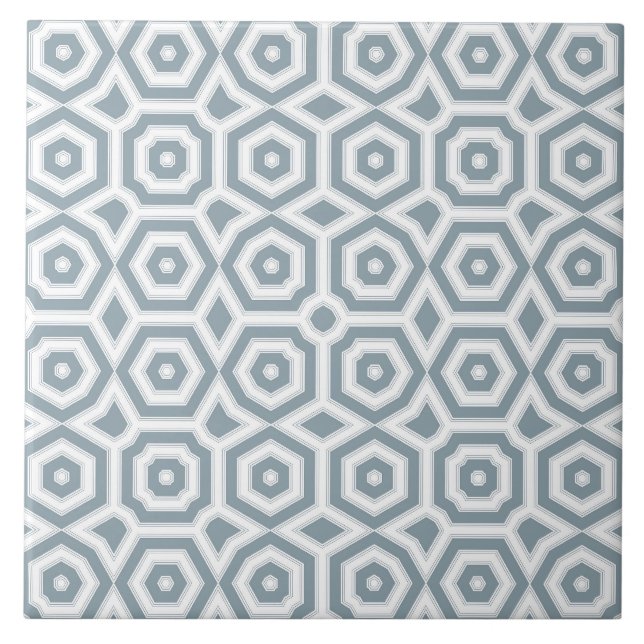 white grey geometric pattern art deco  tile (Front)