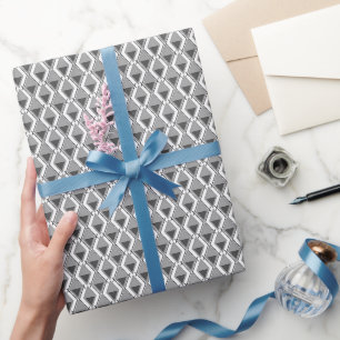 white grey geometric print art deco wrapping paper
