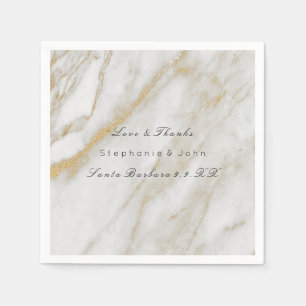 White Grey Gold  Abstract Stone  Marble Wedding Napkin