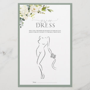 White Grey Green Watercolor Bridal Shower Game