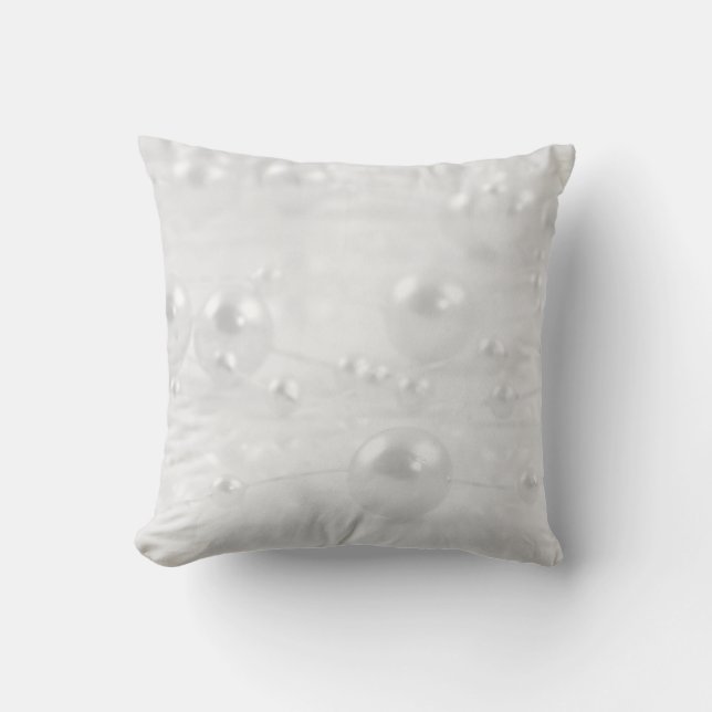 White Grey / Grey Wedding Pearls Cushion (Front)