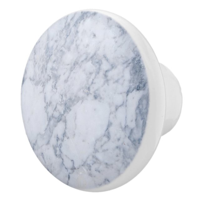 White & Grey Marble Print Ceramic Knob (Right)