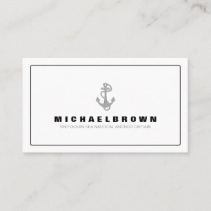 White Grey Marine Nautical Anchor Business Card