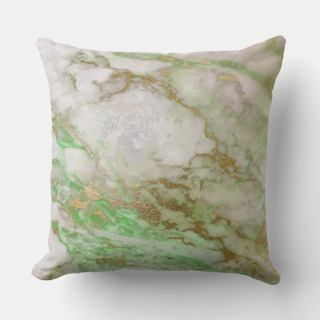 White Grey Mint Silver Gold VIP Brush Marble Cushion (Front)