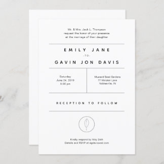 White & Grey Modern Minimal Wedding Invitation
