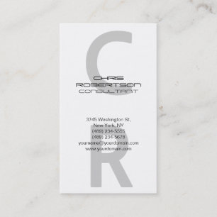 White Grey Monogram Attractive Charm Business Card