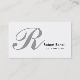 White Grey Monogram Consultant Business Card