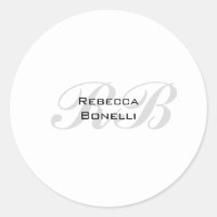 White Grey Monogram Name Initials Plain Stylish