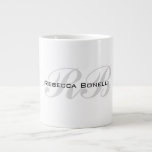 White Grey Monogram Name Initials Plain Stylish Large Coffee Mug<br><div class="desc">Are you looking for a simple,  minimalist,  attractive design? This design that will grab people's attention right away,  but not too complicated,  is for you.</div>