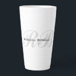 White Grey Monogram Name Initials Plain Stylish Latte Mug<br><div class="desc">Are you looking for a simple,  minimalist,  attractive design? This design that will grab people's attention right away,  but not too complicated,  is for you.</div>