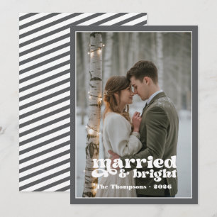 White & Grey Newlyweds Christmas Holiday Card