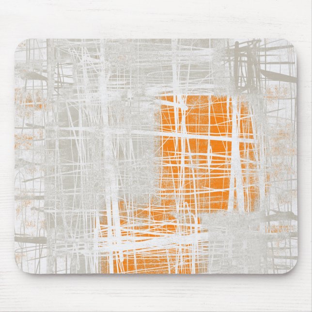 White grey orange abstract mouse pad (Front)