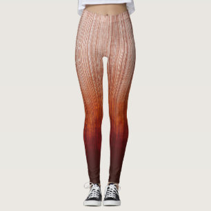 White Grey Orange Red ombre stripes rustic Leggings