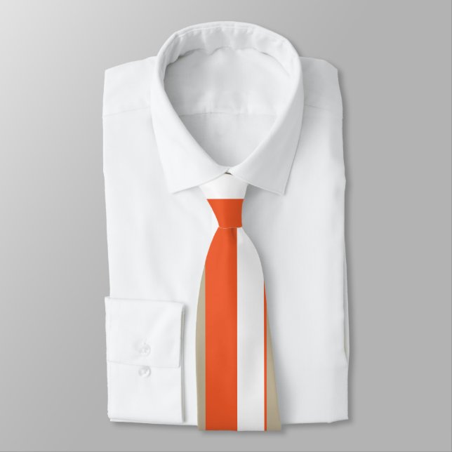 White Grey Orange Stripes     Tie (Tied)