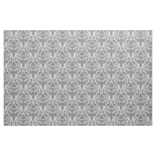 White Grey Parisian Damask Pattern Fabric (Fat Quarter)