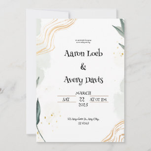 White Grey Pastel Wedding Invitation