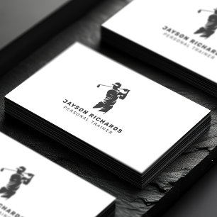 White Grey Personal Trainer Golf Instructor Business Card