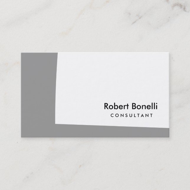 White Grey Plain Modern Consultant Business Card (Front)