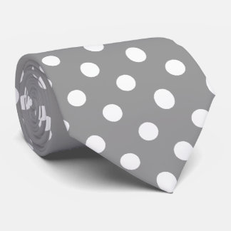 White Grey Polka Dots Pattern Tie