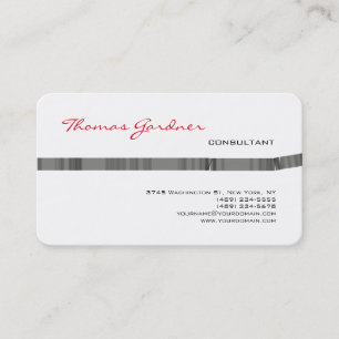 White Grey Red Handwriting Plain Modern Minimalist Business Card