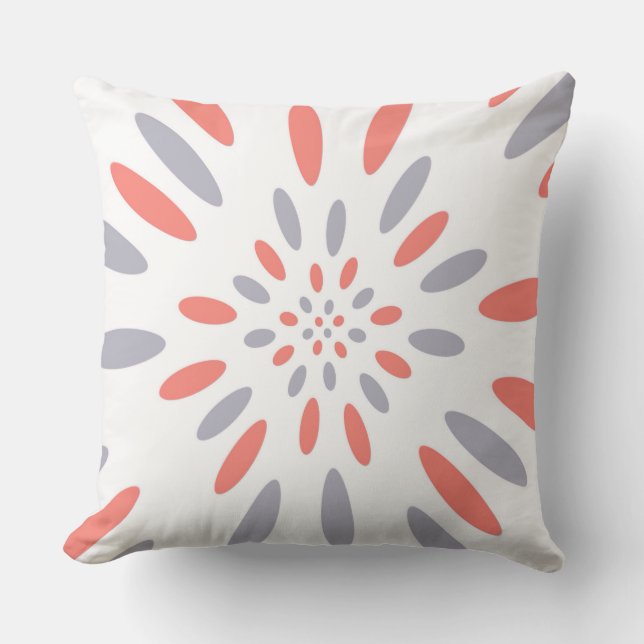 White, Grey & Salmon Colour Throw Pillow (Front)