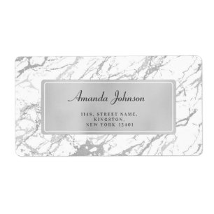 White Grey Silver Marble Return Address Labels