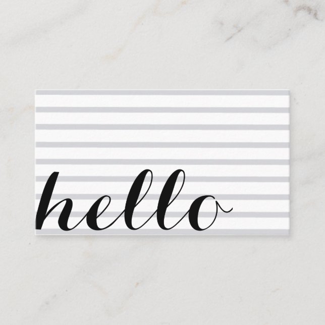 White grey simple elegant minimalist "hello" card (Front)