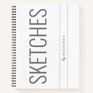White Grey Sketching Book Big Title Personalised