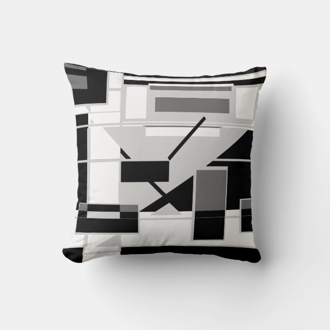 White Grey Slate BlackGeometric Shapes Abstract  Cushion (Front)
