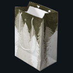 White & Grey Snow-Covered Pine Trees Chalkboard Medium Gift Bag<br><div class="desc">Package your special Christmas gift in this lovely gift bag. Create a beautiful Christmas gift for everyone you love. This white and grey snow-covered Christmas pattern is against a chalkboard background, perfect for personalising. Bright glistening evergreen trees sparkle in the dark night. The snowy night is quiet and hushed. Use...</div>