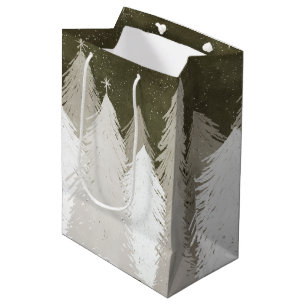 White & Grey Snow-Covered Pine Trees Chalkboard Medium Gift Bag