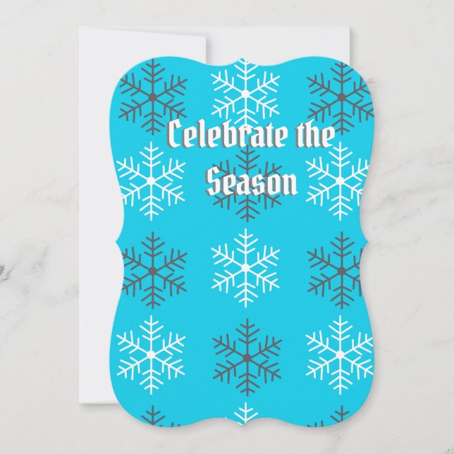 White/Grey Snowflake Flat Holiday Card (Front)