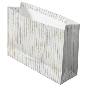 White Grey Stripes Wedding Large Gift Bag