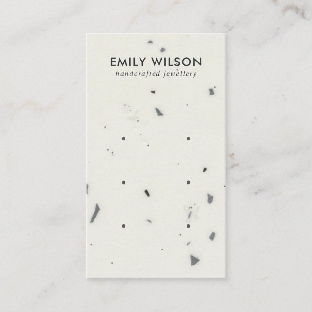 WHITE GREY TERRAZZO 3 STUD EARRING DISPLAY CARD (Front)