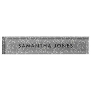 White Grey Terrazzo Classic Personalized Nameplate