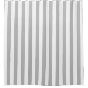 White Grey Vertical Stripe NL #0 Shower Curtain