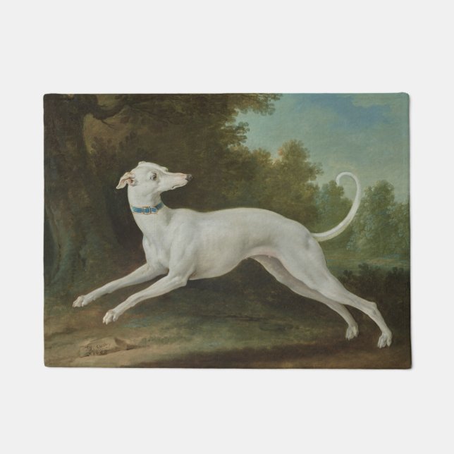 White Greyhound Dog (by Jean-Baptiste Oudry) Doormat (Front)