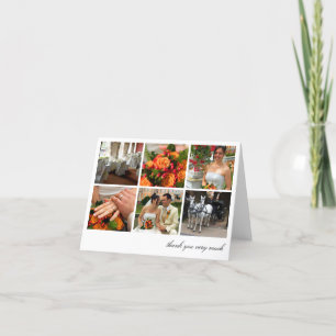White grid collage 6 photos memories thank you card