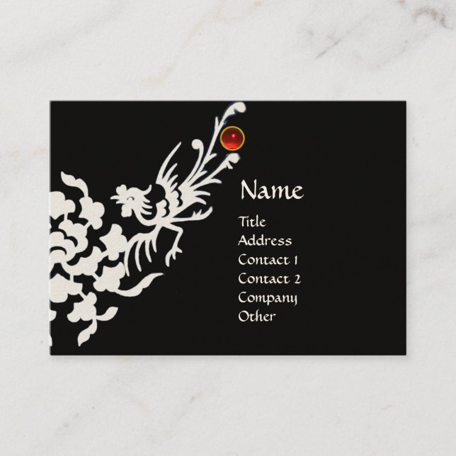 WHITE GRIFFINS RED RUBY MONOGRAM black Business Card (Front)