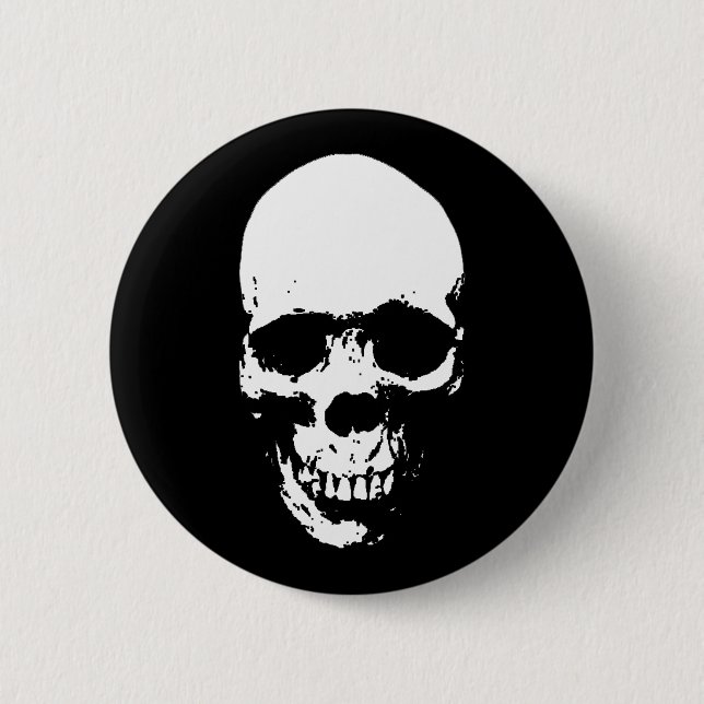White Grim Reaper Skull 6 Cm Round Badge (Front)