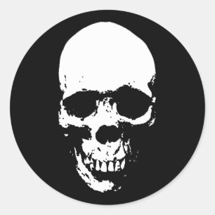 White Grim Reaper Skull Classic Round Sticker