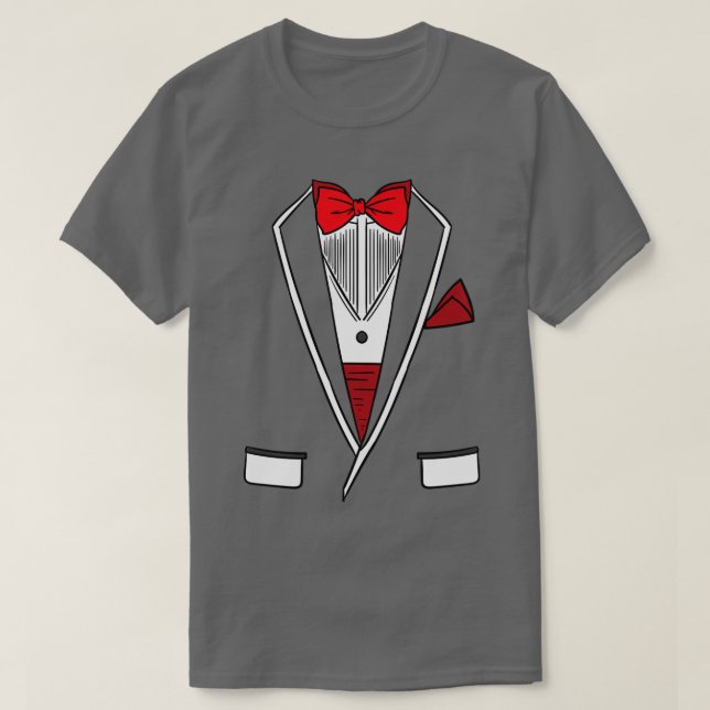 White Groom Bachelor Party Tuxedo Dress Suit T-Shirt (Design Front)
