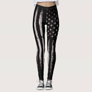 White Grunge American flag Leggings
