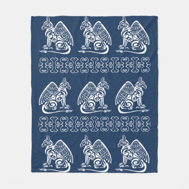 White Gryphon Fleece Blanket (Front)